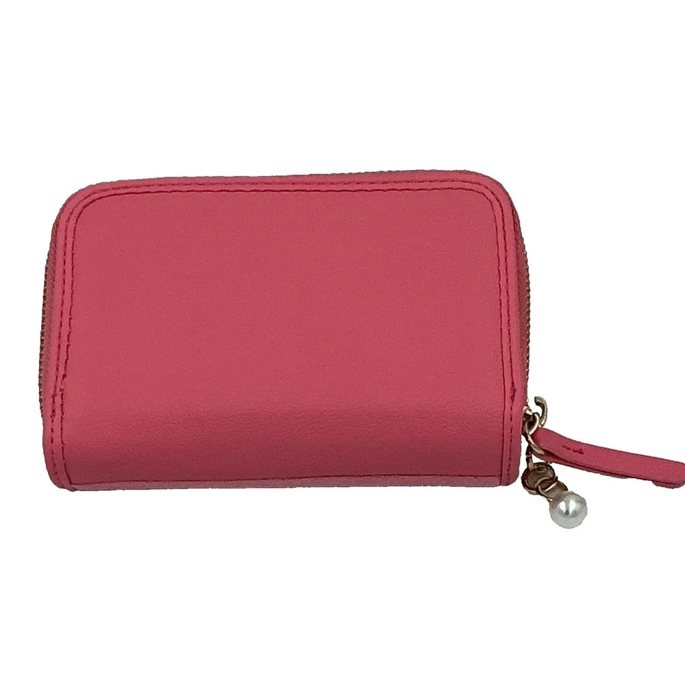 Juicy Couture Wallet String Of Pearls Double Medium Zip Around In Pink Lemonade